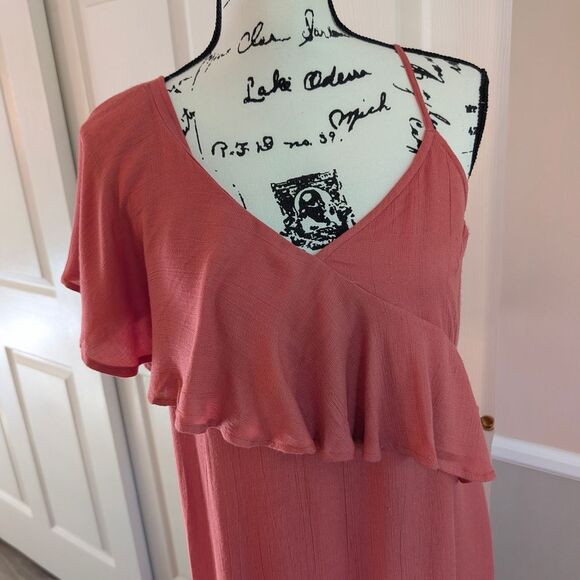 Billabong Pink One Shoulder Flutter Sleeve Dress - Picture 3 of 10